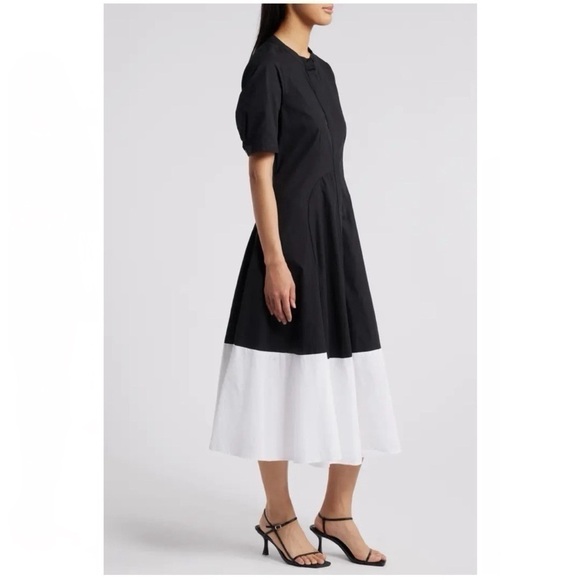 Halogen Front Seam A-Line Midi Dress Rich Black - Picture 2 of 10